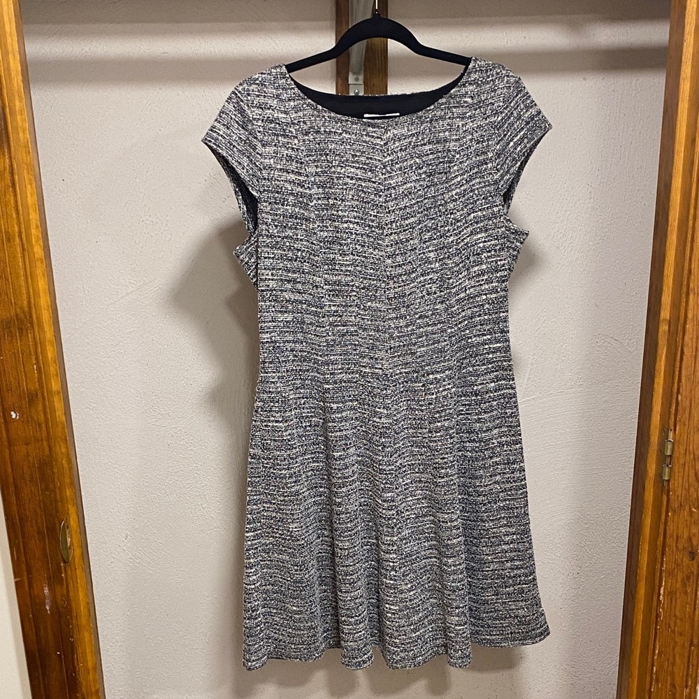 Elle Black and White Textured Midi Dress